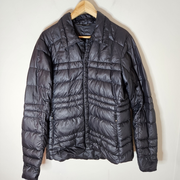 Nau Down Shirt Puffer Jacket Black 100% Goose Down Snap Front Cuffs Men's M - Picture 1 of 9